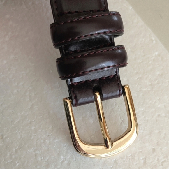 2 Men's Leather Dress Belts 40 42 Black Silver Buckle Oxblood Gold Nordstrom - Picture 11 of 17